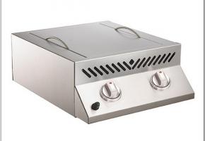 Flat top sizzle zone head with two infrared burners