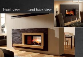 Contemporary Spartherm 2 sided wood burning fireplace